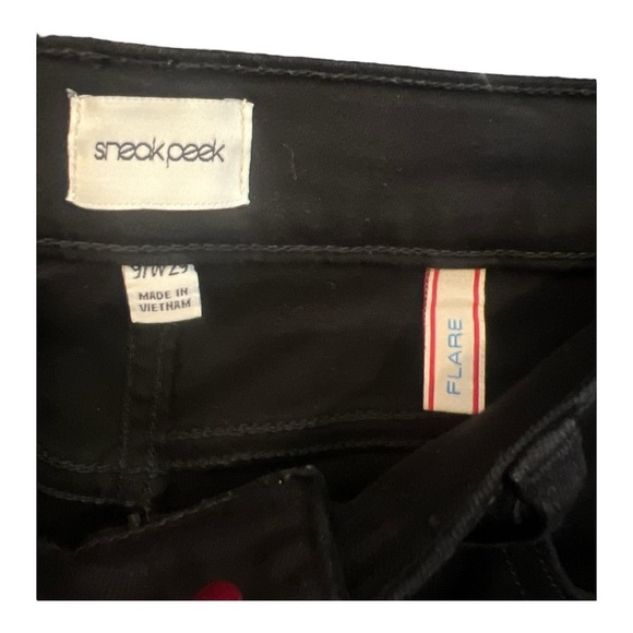 Sneak Peek Raw Hem Black Flare Jeans Size‎ 9 V1 - Picture 4 of 6